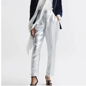 Reiss Silver Sierra Tapered Metallic Trouser size 8